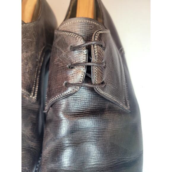 SANTONI Italy Made Brown Leather Dress Shoes 11 D| Sophisticate Preppy Old Money main image 6